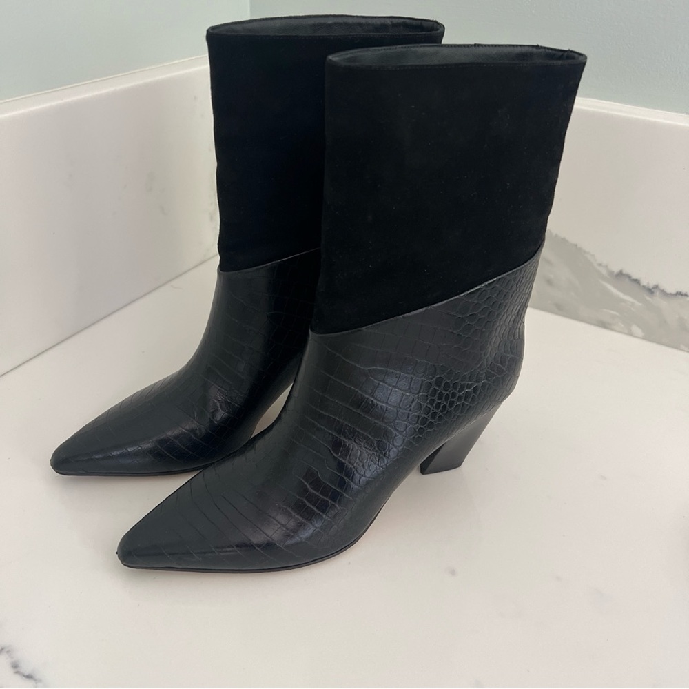 Jimmy Choo Black Leather and Suede Booties Size 40